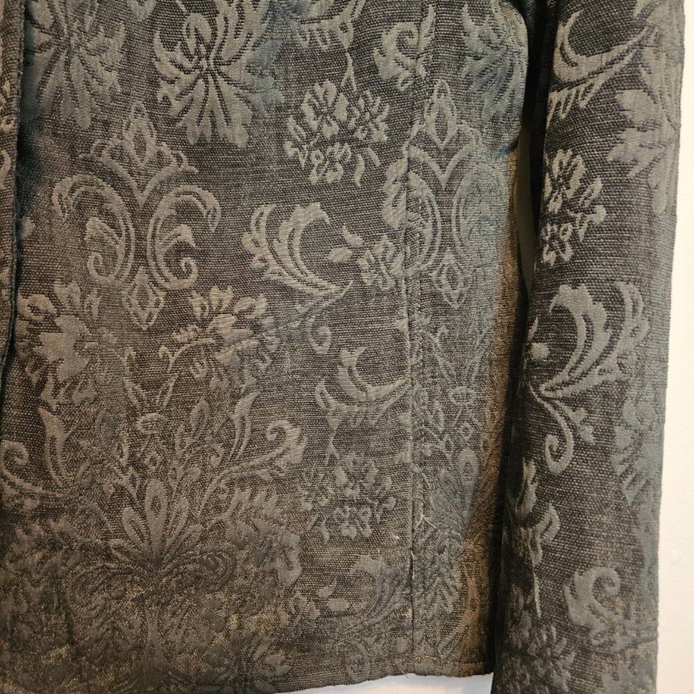 Vintage Erika Baroque Damask Pattern Green 3 Button Blazer Jacket Size Medium - Picture 7 of 10